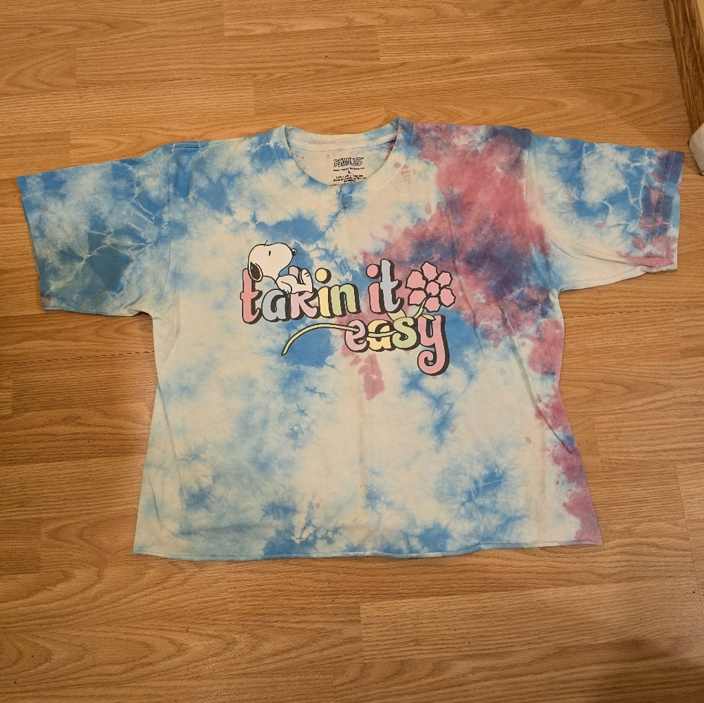 Peanuts Blue and Pink Tie-Dye Kids T-Shirt